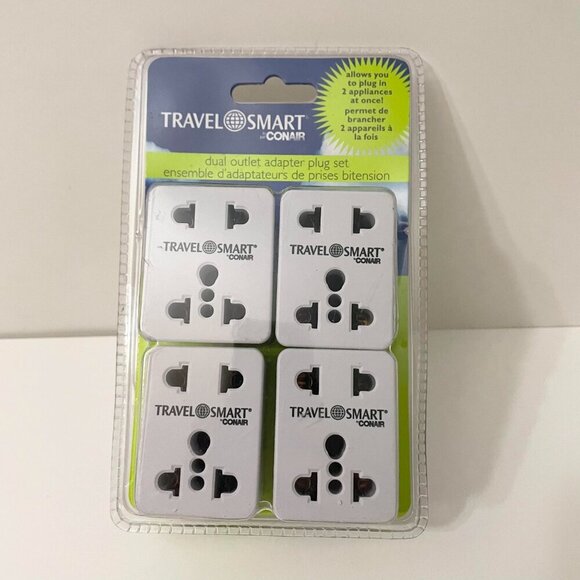 4 Piece Conair Travel Smart Dual Outlet Adapter Plug Set - Picture 11 of 11